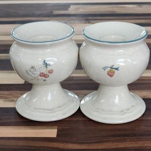 International China Marmalade Geese Candlestick Holders Set of Two